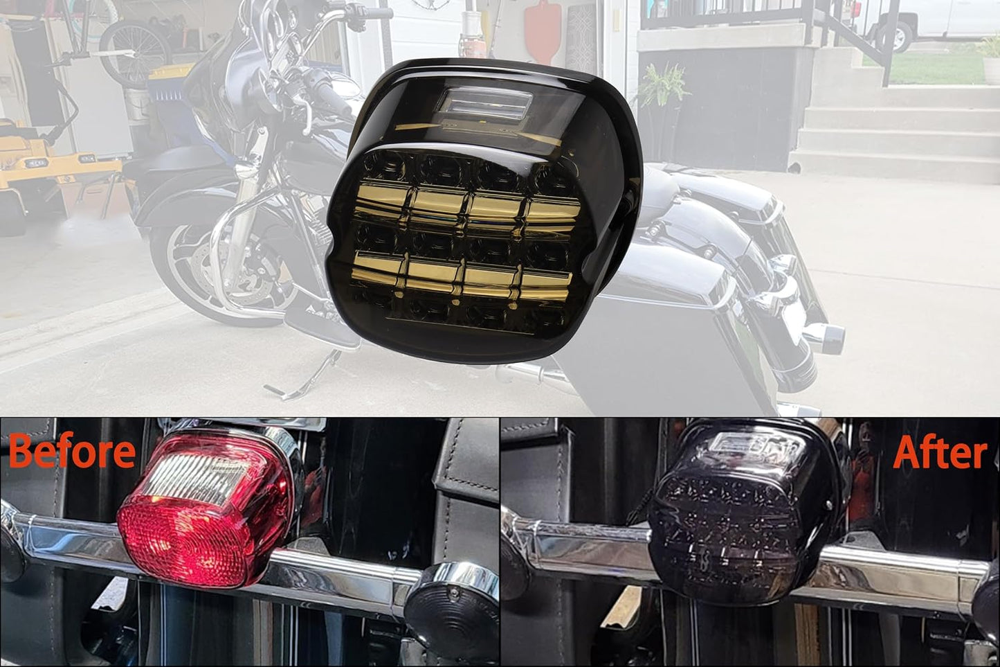 Luces traseras LED ahumadas para motocicleta Harley Dyna
