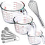Juego 3 Tazas Vidrio con Cucharas Medidoras y Batidor 1-4 Tazas