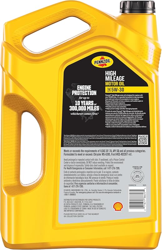 Aceite motor alto kilometraje 5W-30 5qt caja 3