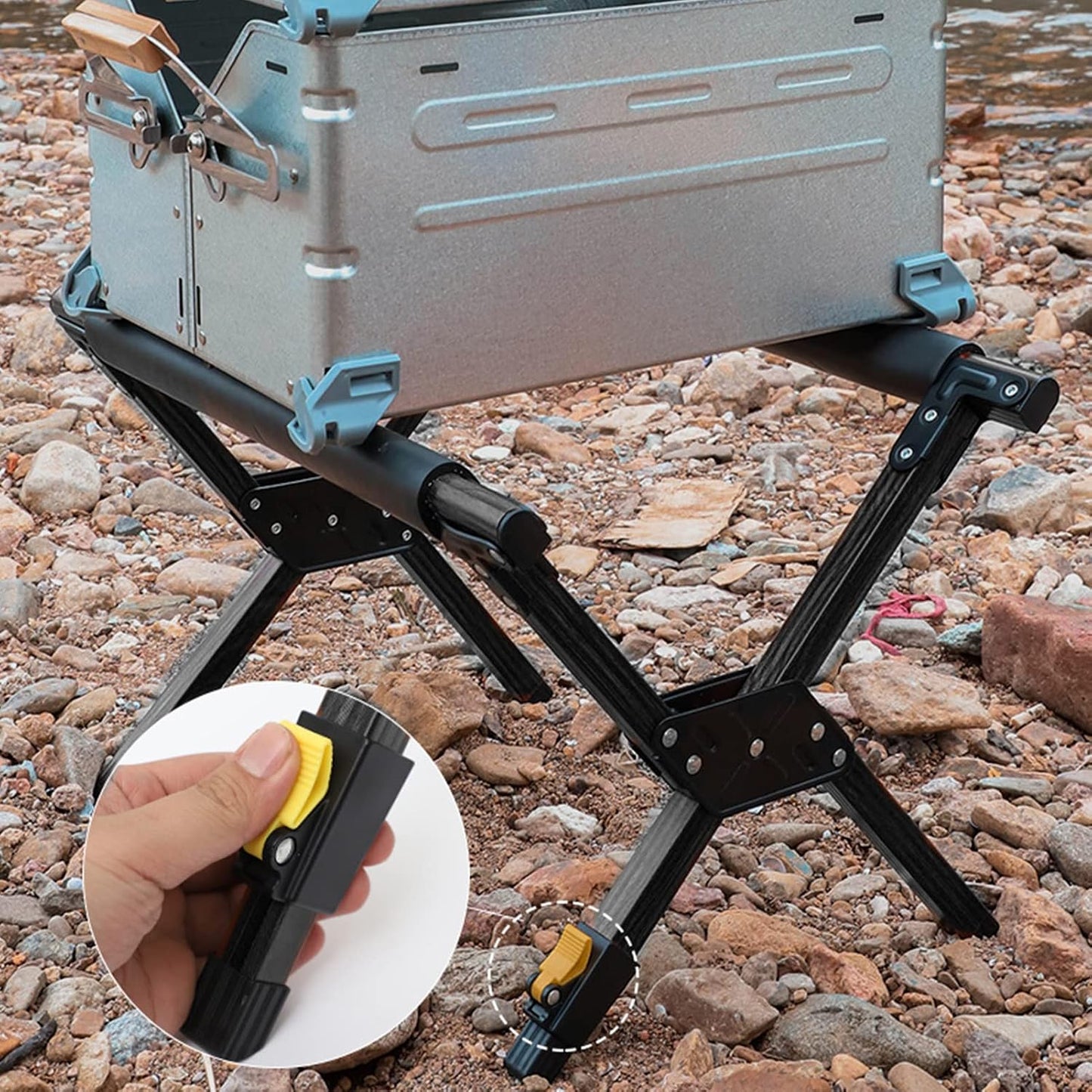 Soporte enfriador camping ajustable aluminio plegable