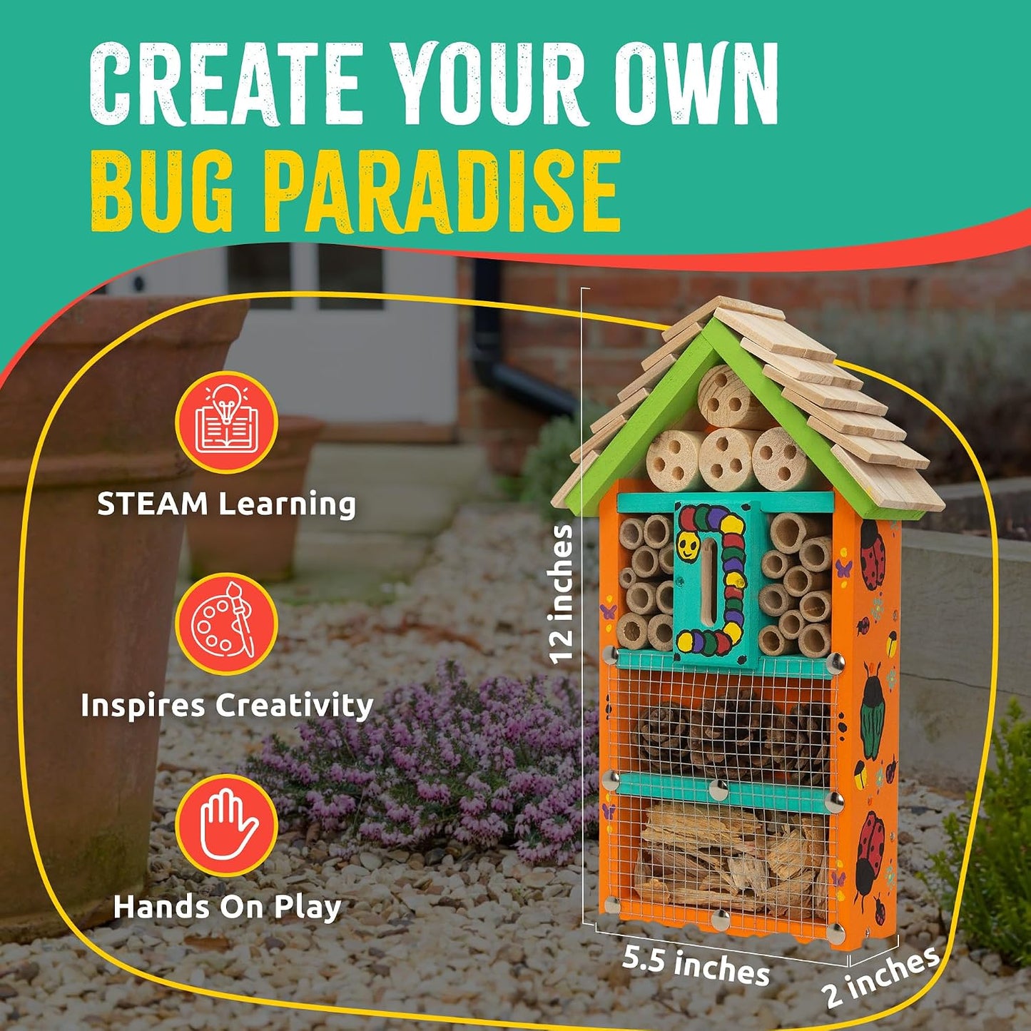 Kit educativo de casas de insectos en madera de cedro
