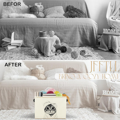Cesta almacenamiento baño gatos con asa decorativa