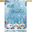 Bandera jardín gnomo invierno 28x40pulg arpillera copos nieve