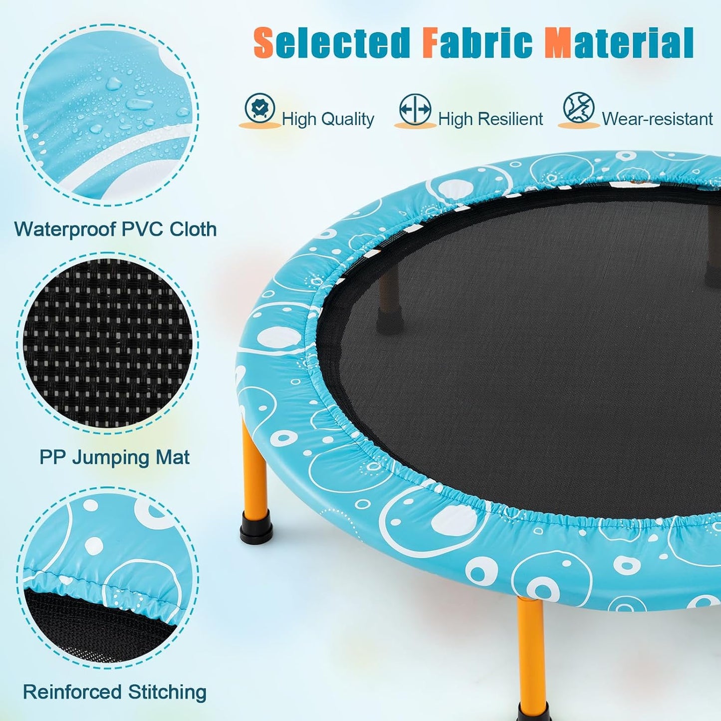 Trampolín para niños 36pulg ASTM con pasamanos plegable
