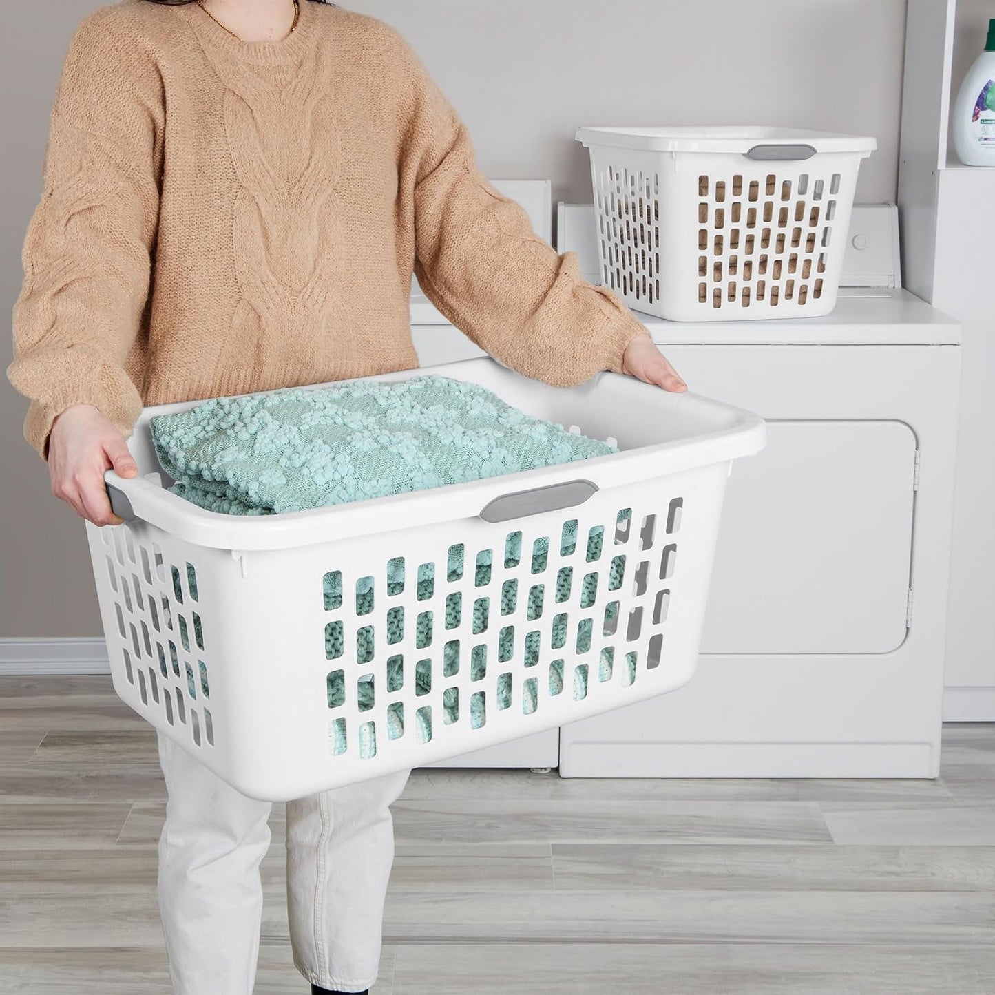 Cesta colada plástico rectangular 6 Pzas color blanco