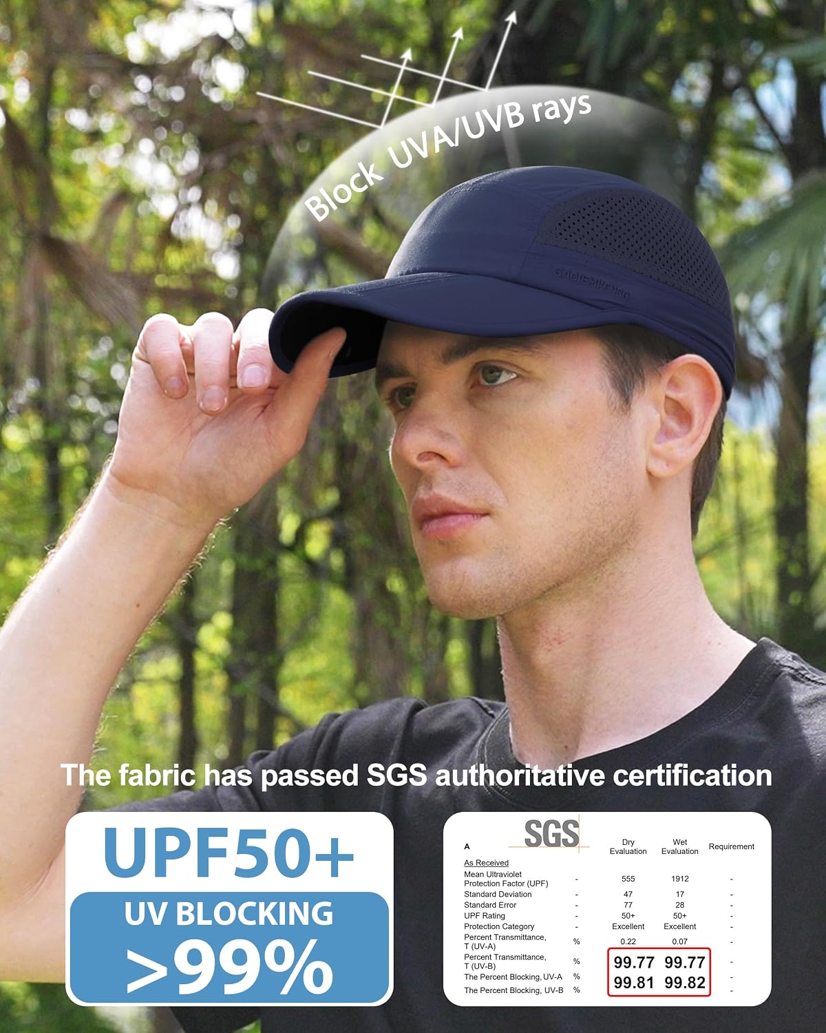 Sombrero plegable ala larga hombre UPF 50