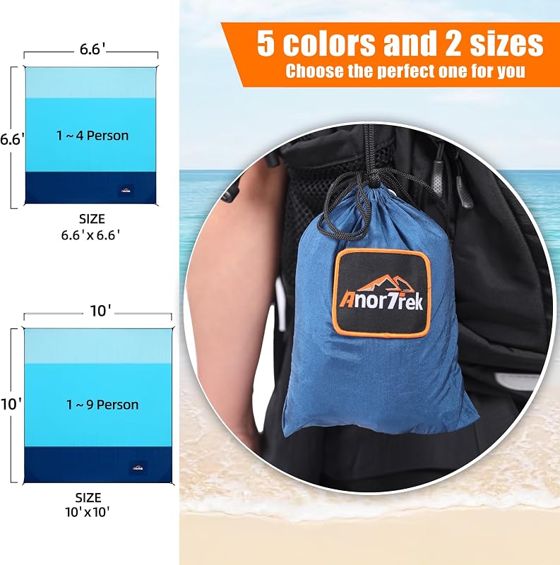Manta playa secado rápido ligera suave 6.6x6.6pulg azul cielo