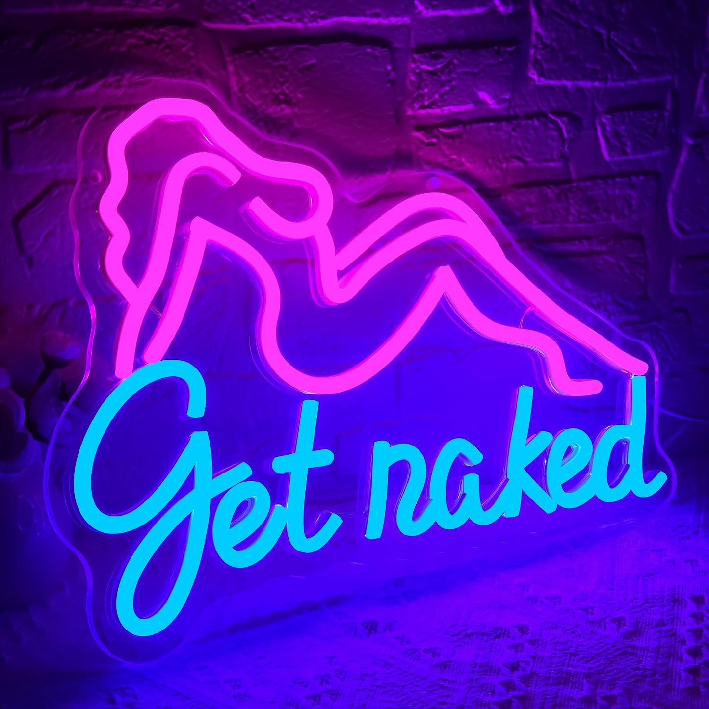 Letrero neón get naked rosa para decoración pared