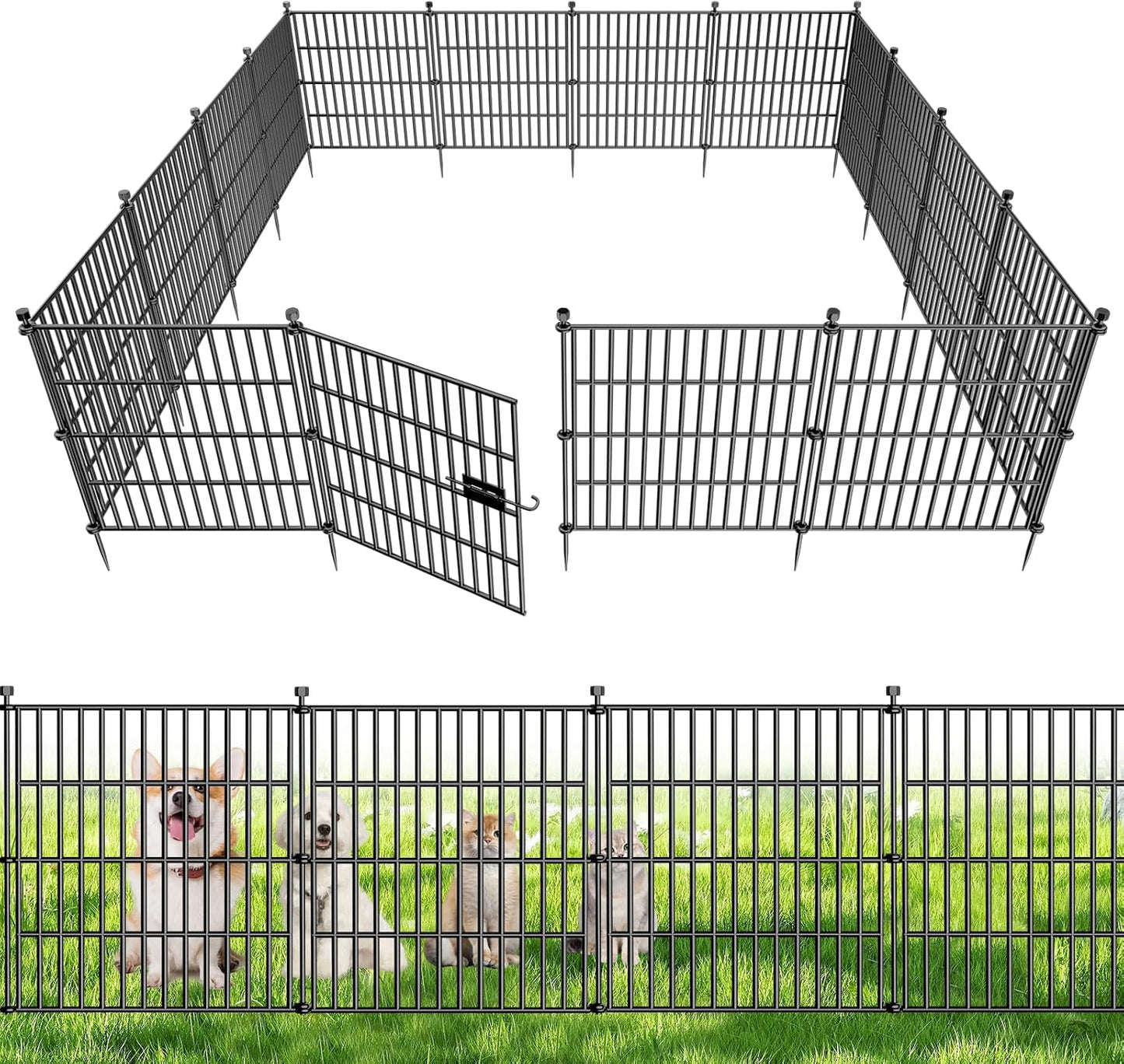 10 Paneles Valla Jardín 24pulg X 20ft Alambre Metálico