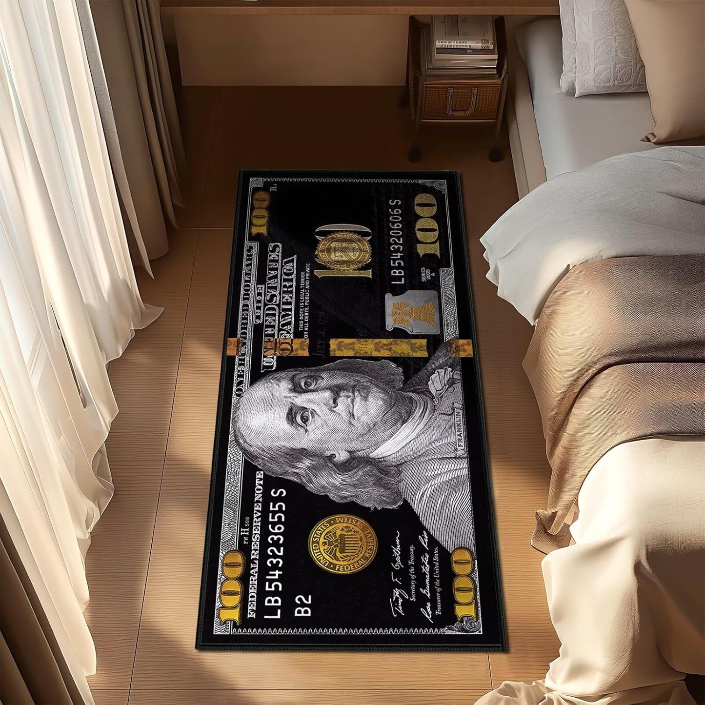 Alfombra pasillo 2x4ft 100 billetes negro antiderrap