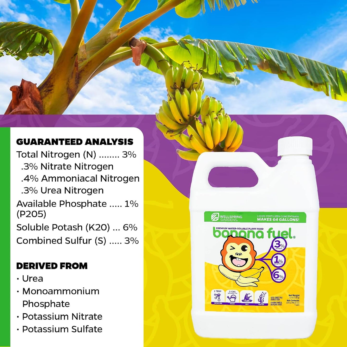 Fertilizante líquido para plantas y plátanos 32oz