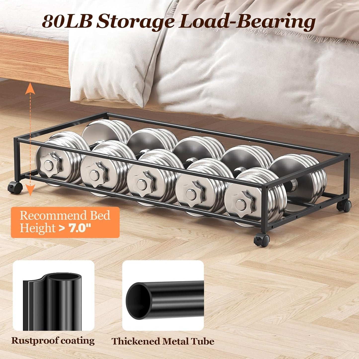 2 Cajas Almacenamiento Bajo Cama con Ruedas 85L