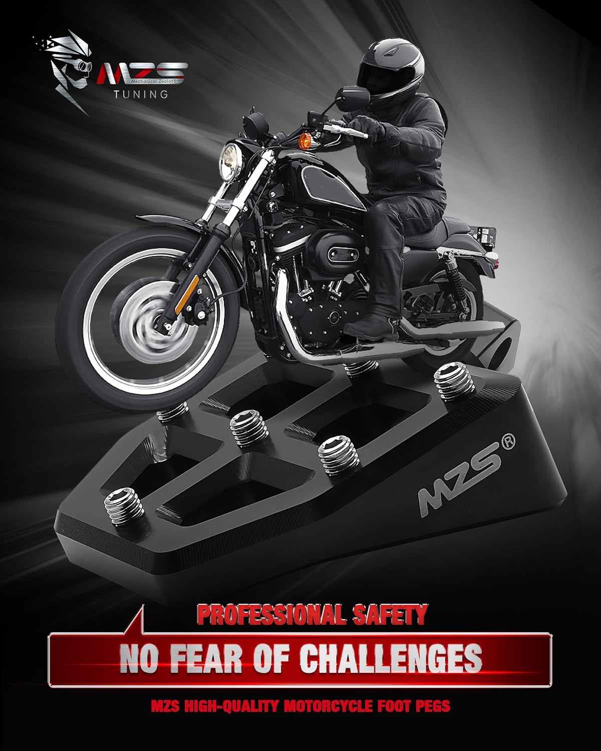 Estriberas anchas motocicleta estilo MX Bobber negro