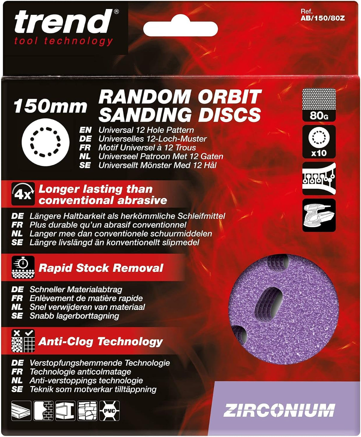 Discos lijado circonio 80 6pulg paquete 10