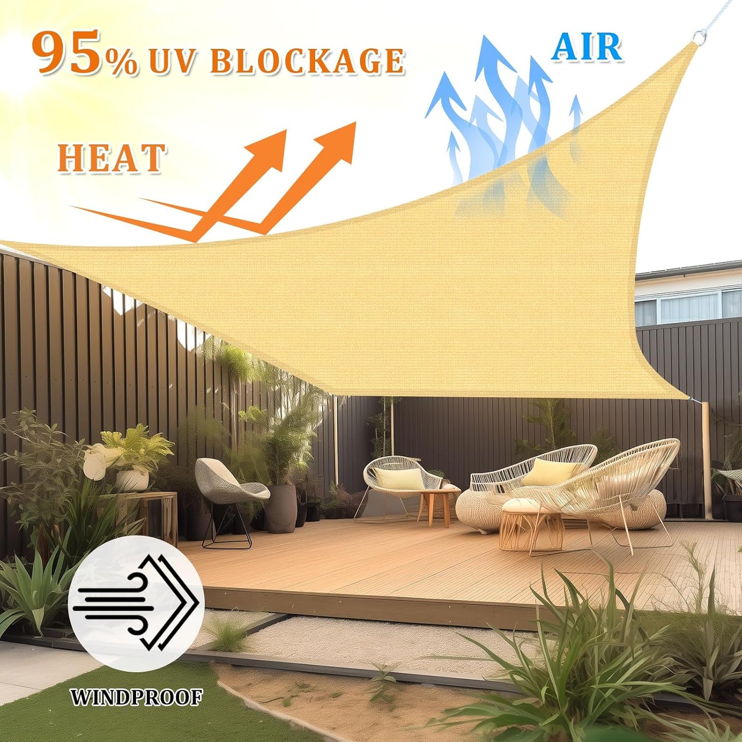 Toldo rectangular transpirable 16x20ft UV bloqueo