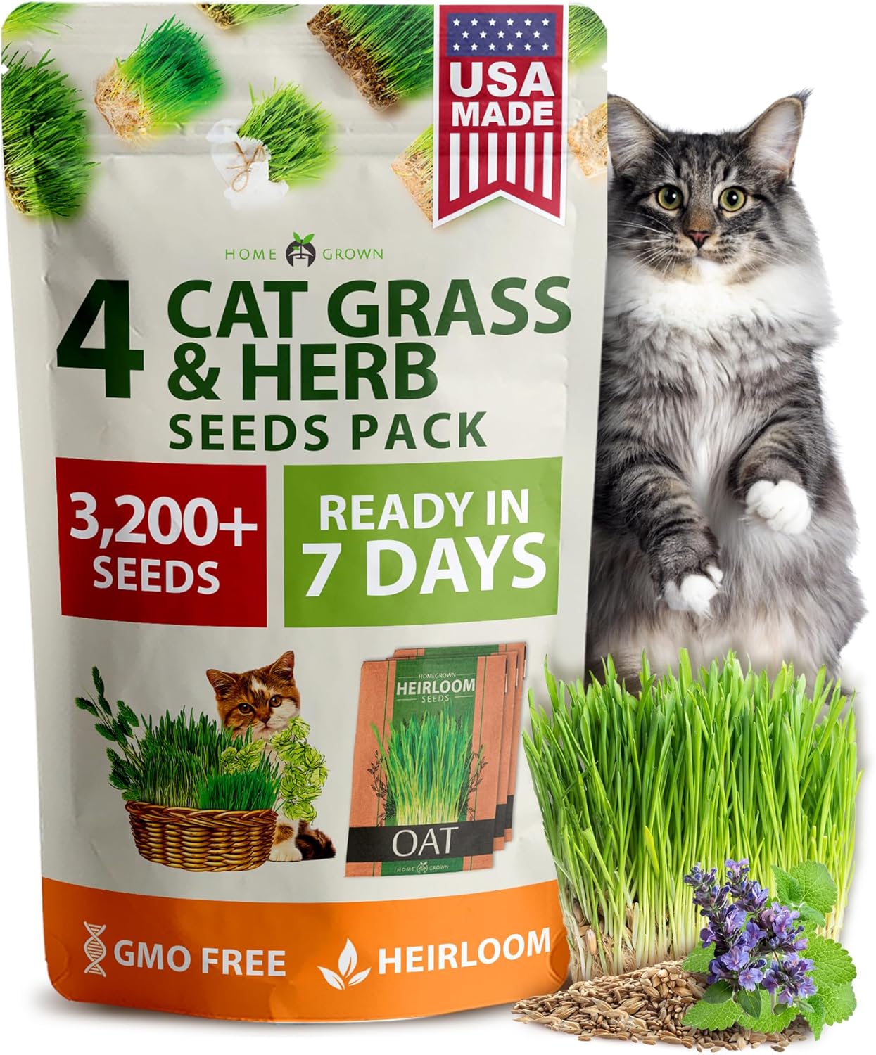 Recambio hierba gatera avena alfalfa sin OMG para gatos