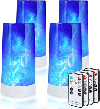 4 Luces LED Efecto Llama Recargables USB con Control Remoto