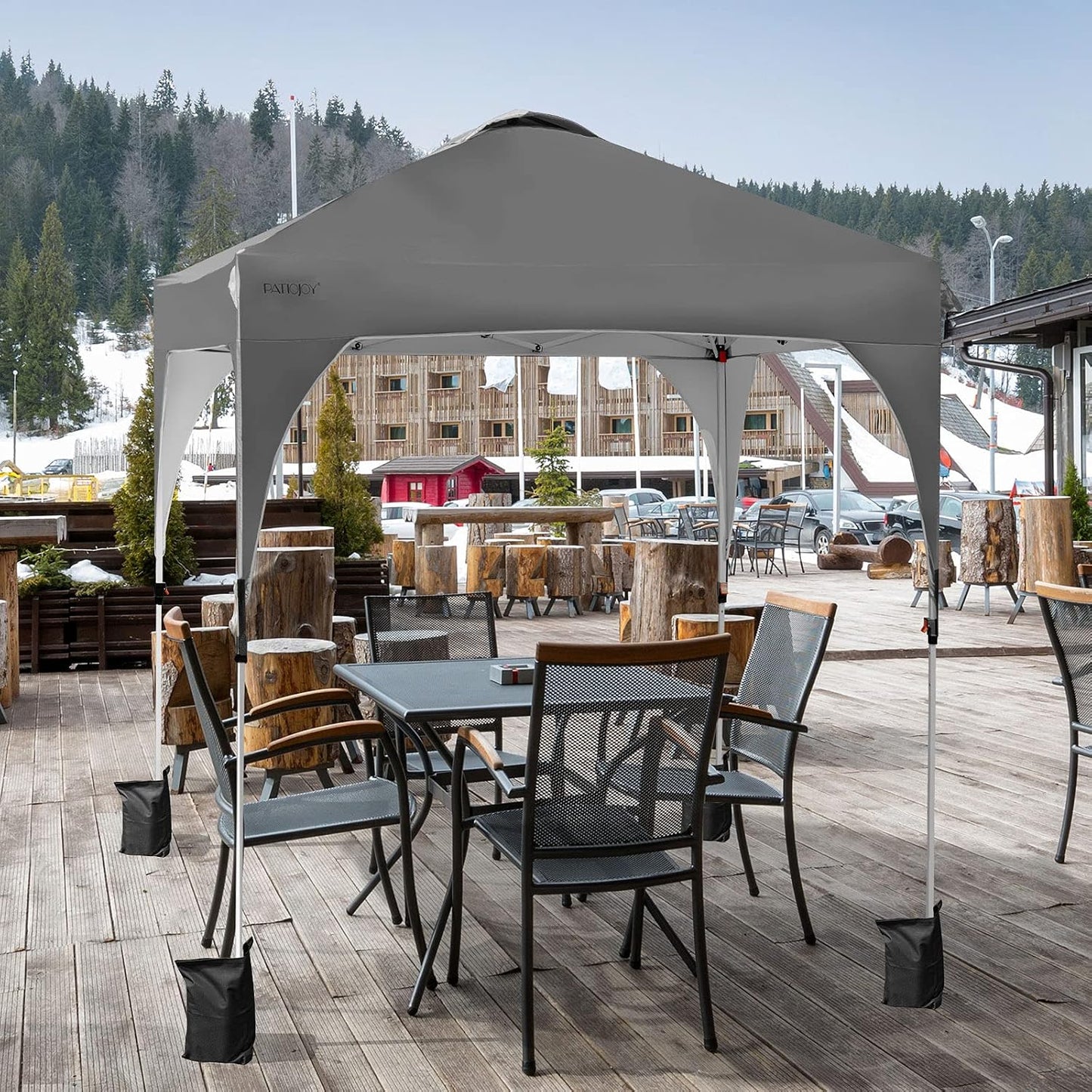 Tienda campaña desplegable 6.6x6.6pies toldo ajustable gris