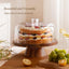 Soporte tartas cristal 28.9cm madera acacia 6en1