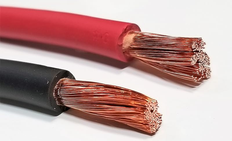 Cable AC/DC 6 AWG flexible cobre automóvil 10" negro rojo
