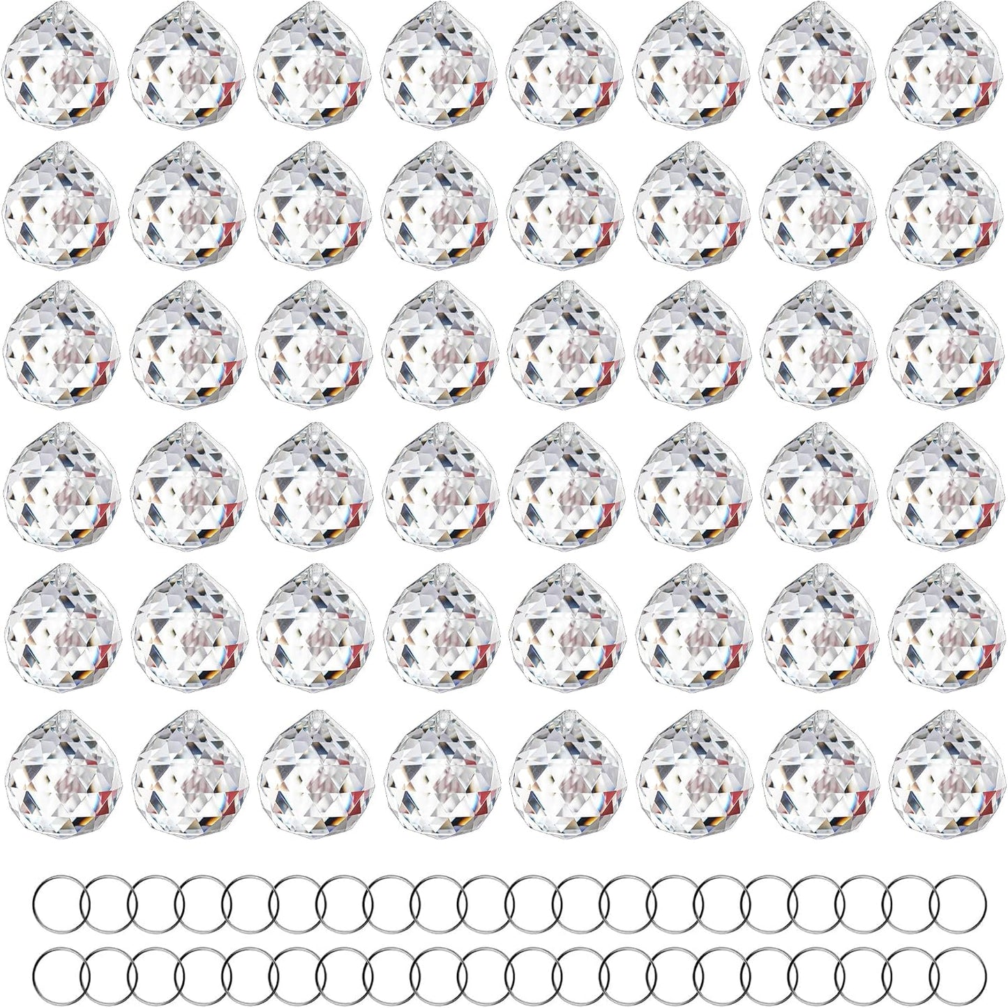 48 Pzas Prisma Cristal Facetado 1.2pulg Atrapador Brillo Ventana