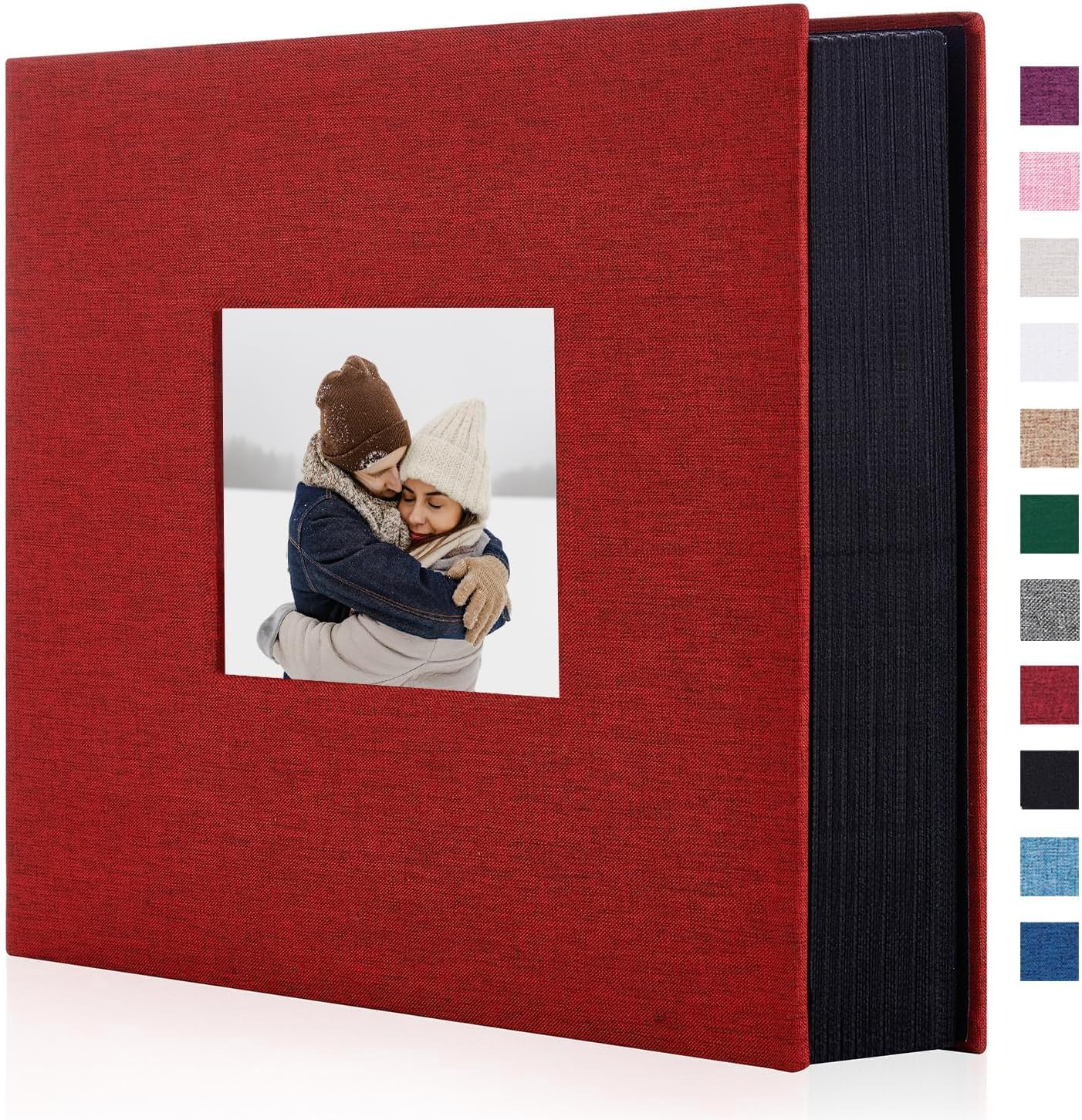 Álbum lino 1000 bolsillos rojo para fotos familia boda aniversario