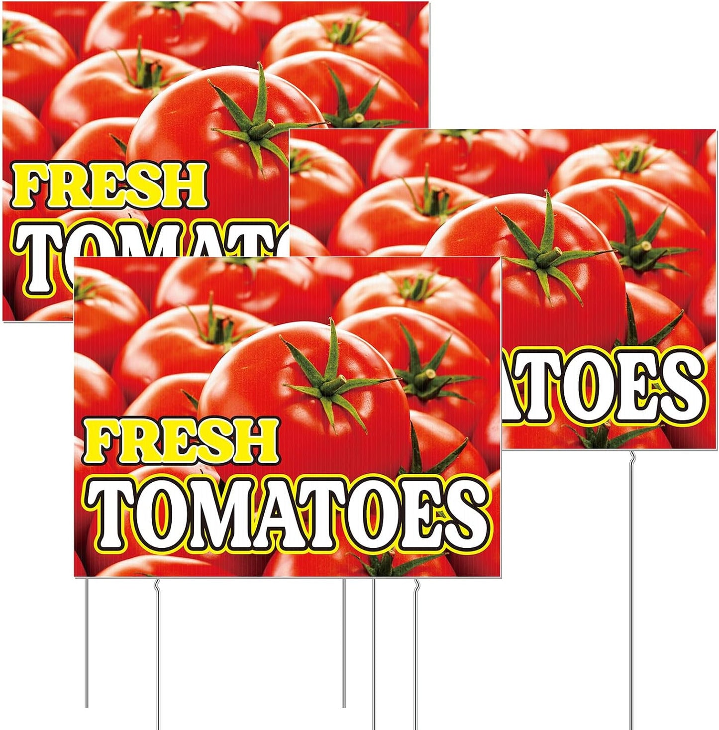 3 Letreros Patio 12x16pulg Tomates Plástico Estacas Metal