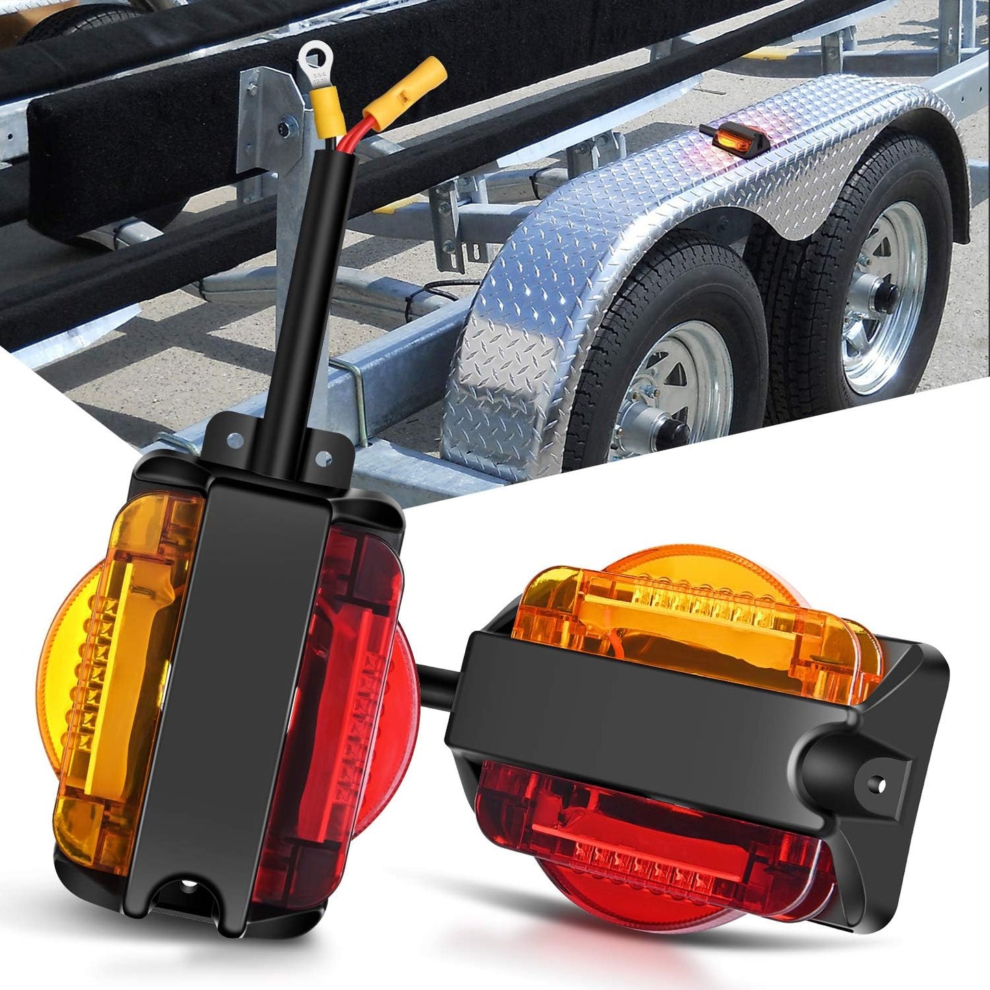 2 Luces LED para guardabarros remolque ámbar y rojas