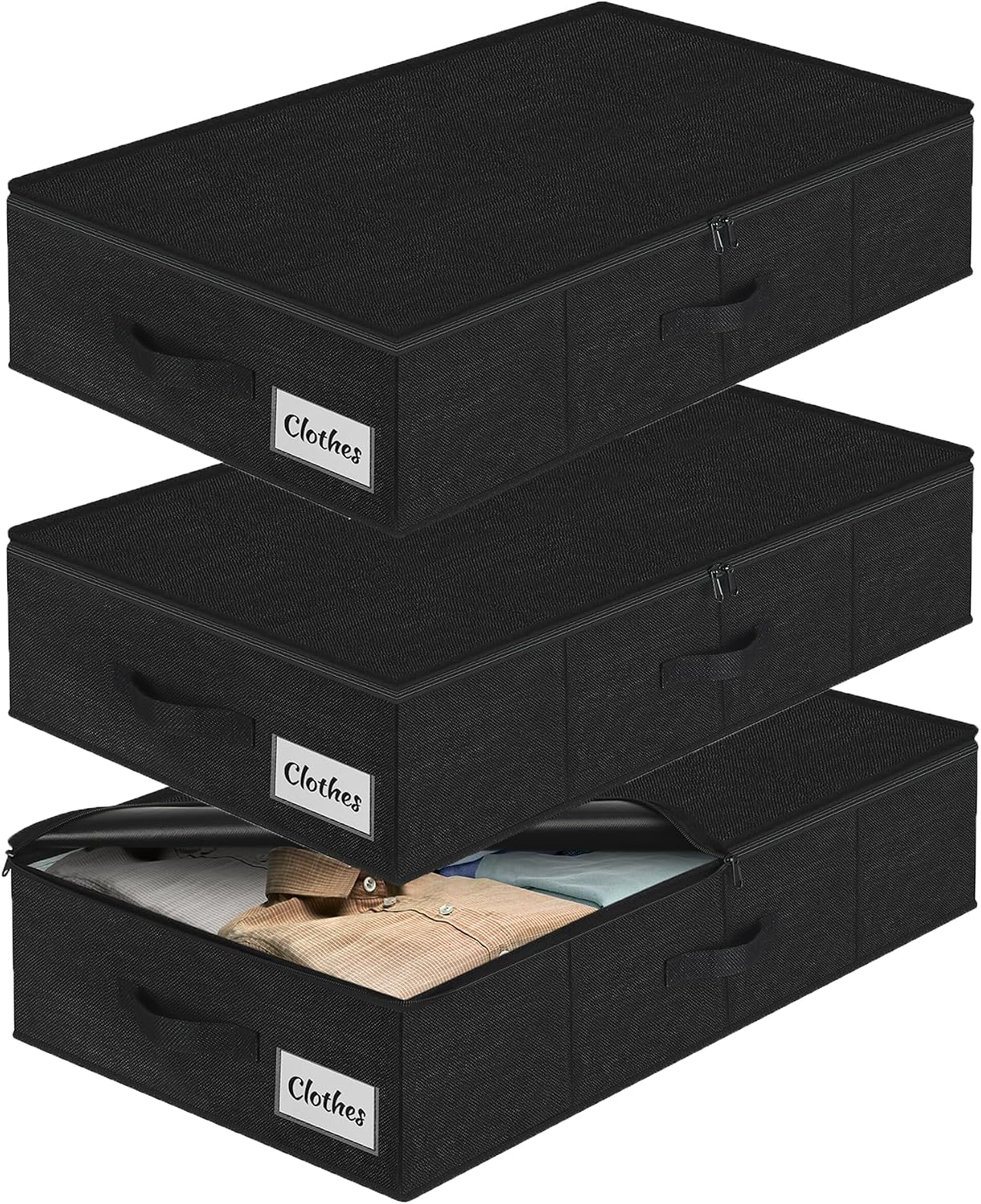 Contenedor bajo cama set 3 organiz. ropa tela gruesa