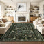 Alfombra floral verde musgo 5x7ft antiderrap interior