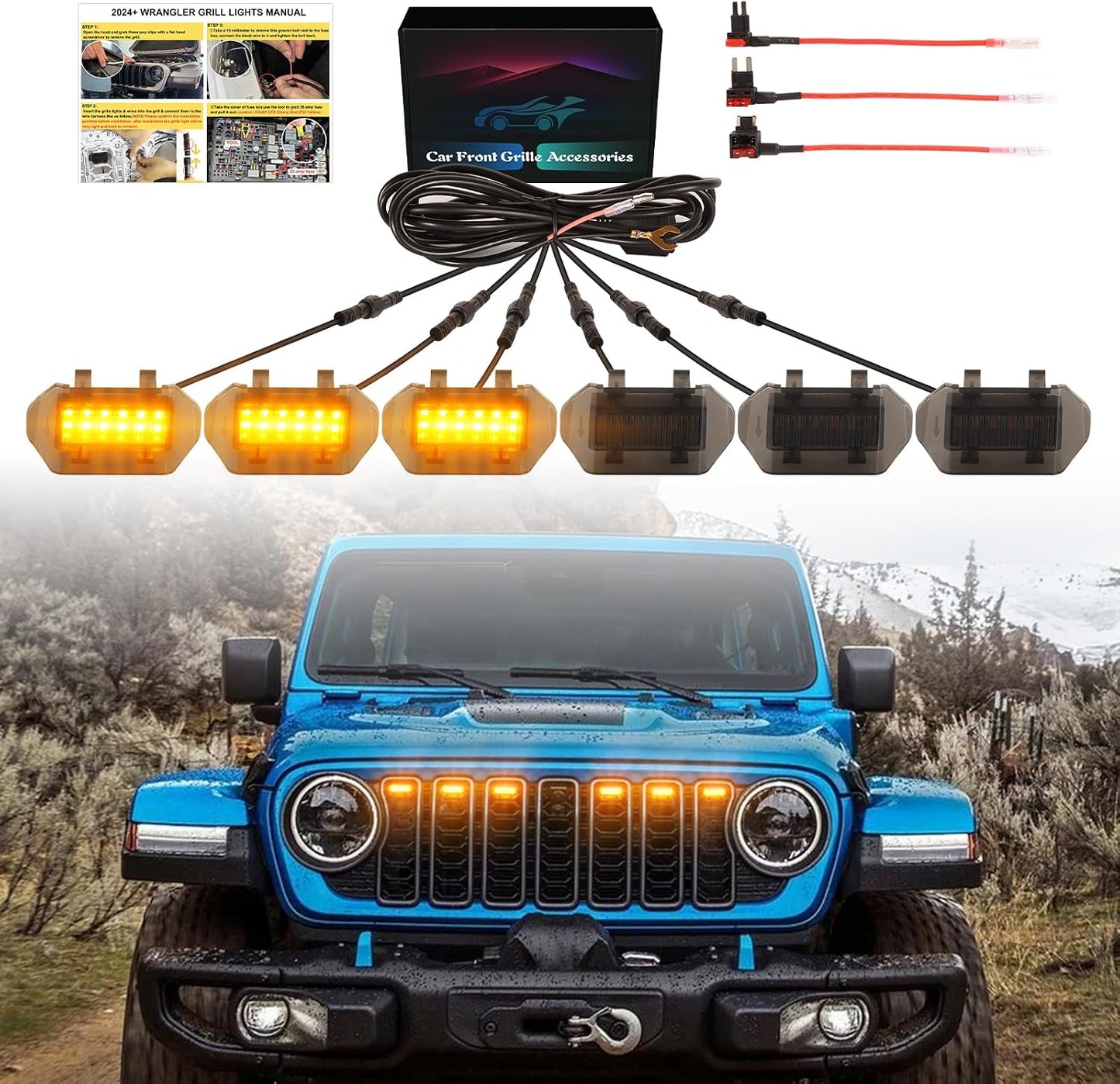 Luces LED ámbar para Jeep Wrangler JL JLU Sport 6en1