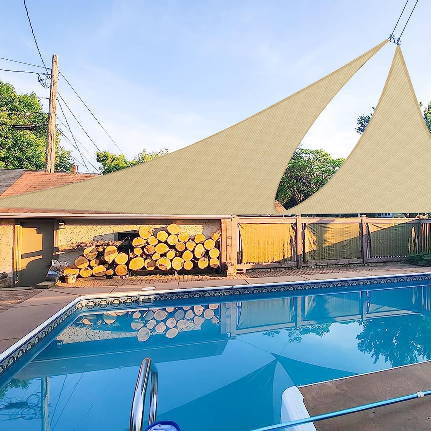 Toldo triangular 6x6ft para patio jardín color arena