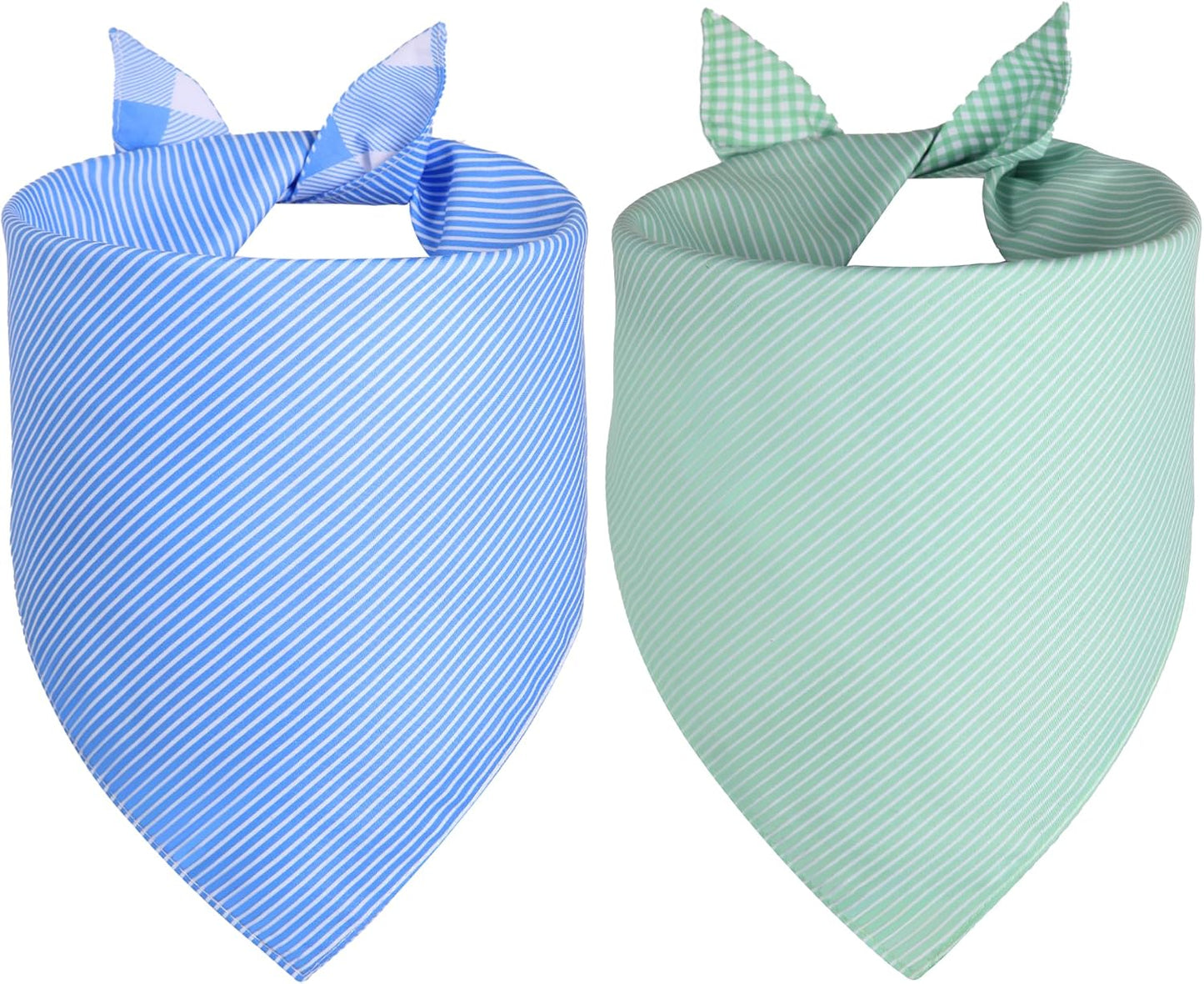 2 Bufandas Reversibles Perros XL 18-23pulg Rayas Azul Menta