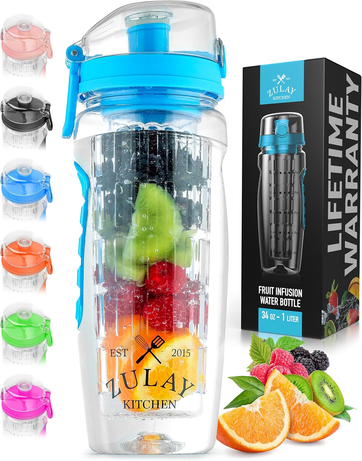 Botella agua portátil con infusor frutas