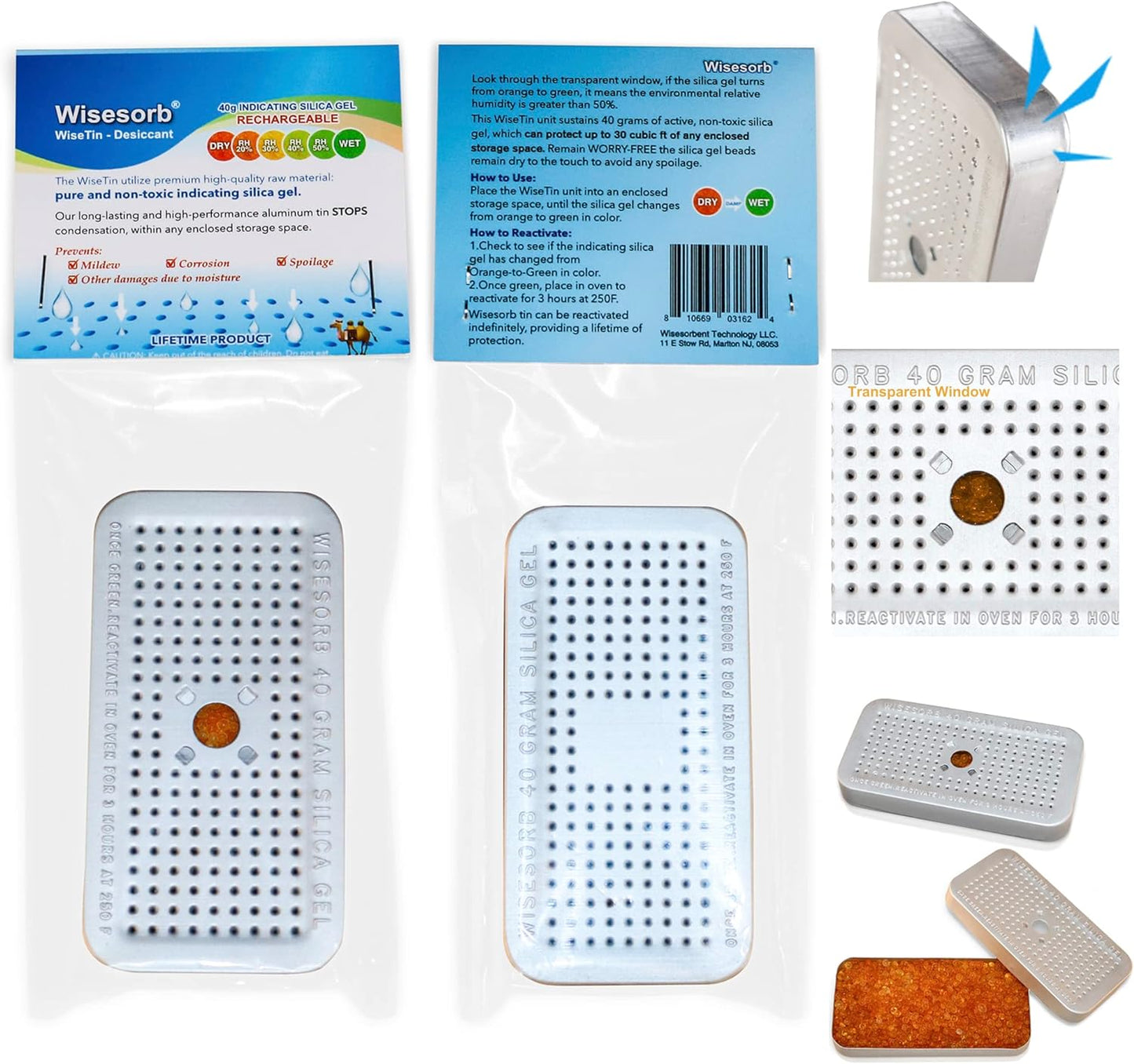 Recipientes desecantes y bolsas gel 1.41oz paquete 2
