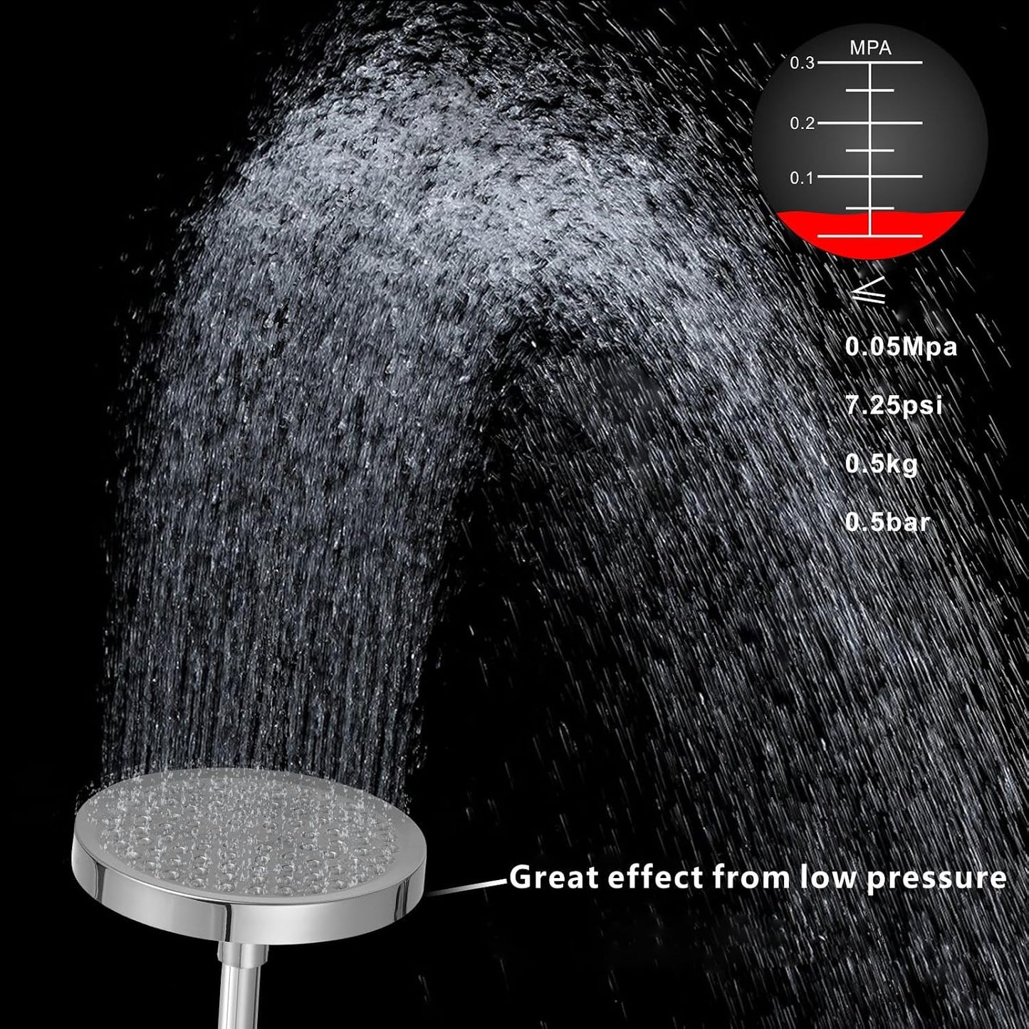 Cabezal ducha lluvia alta presion ajustable cromado 6pulg