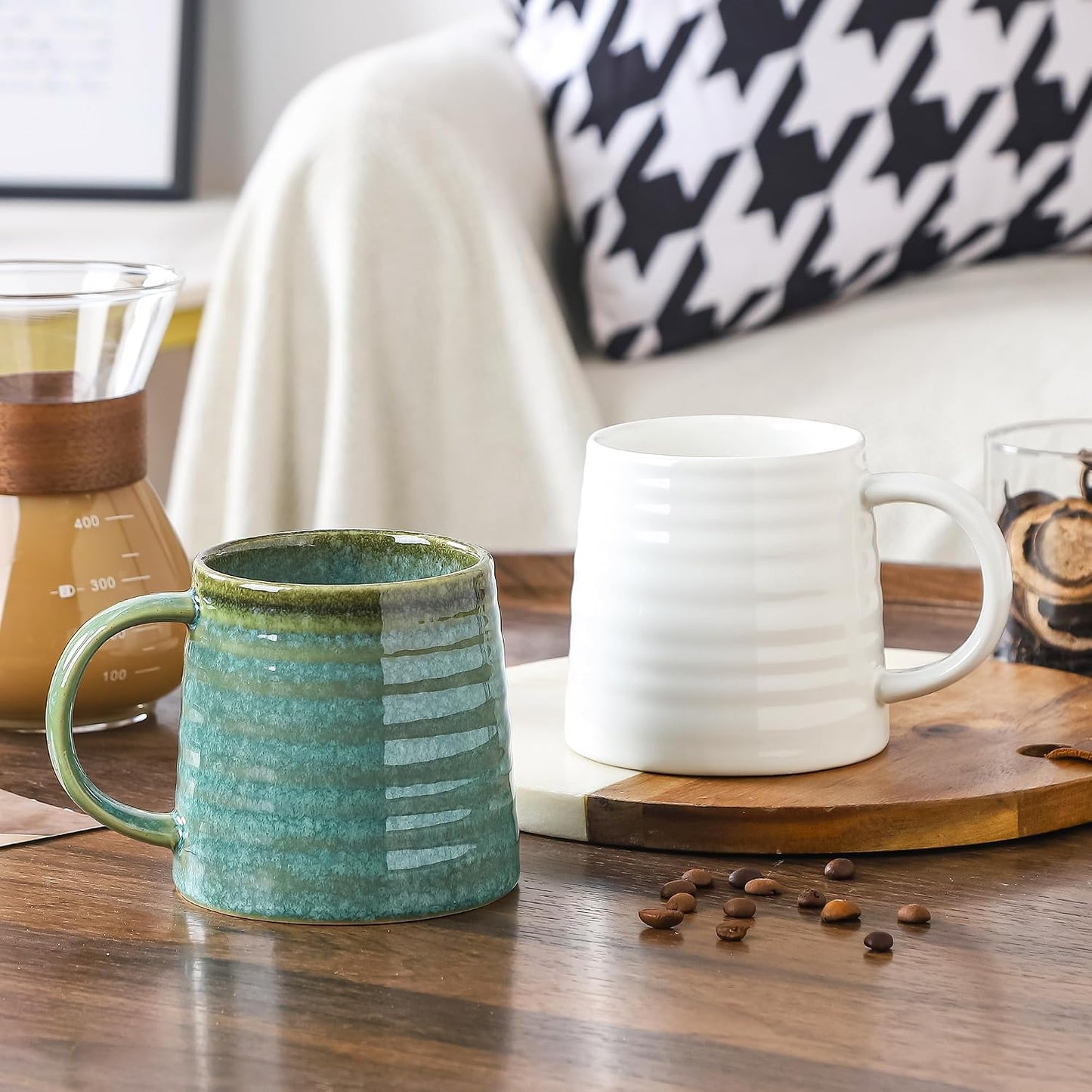 Tazas café té cerámica 16oz aptas lavavajillas microondas blanco