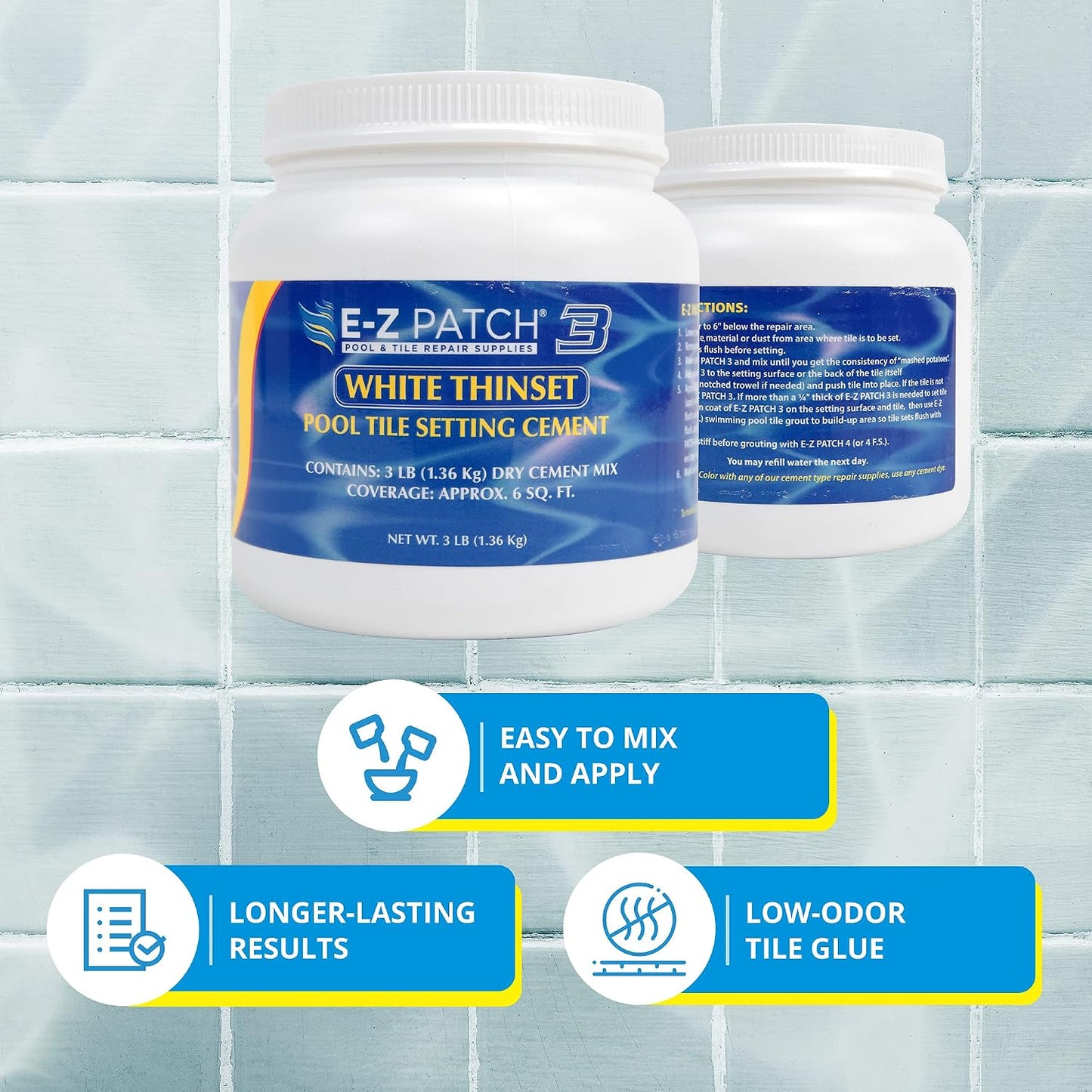 Cemento Fijación Azulejo Piscina 3lbs Blanco