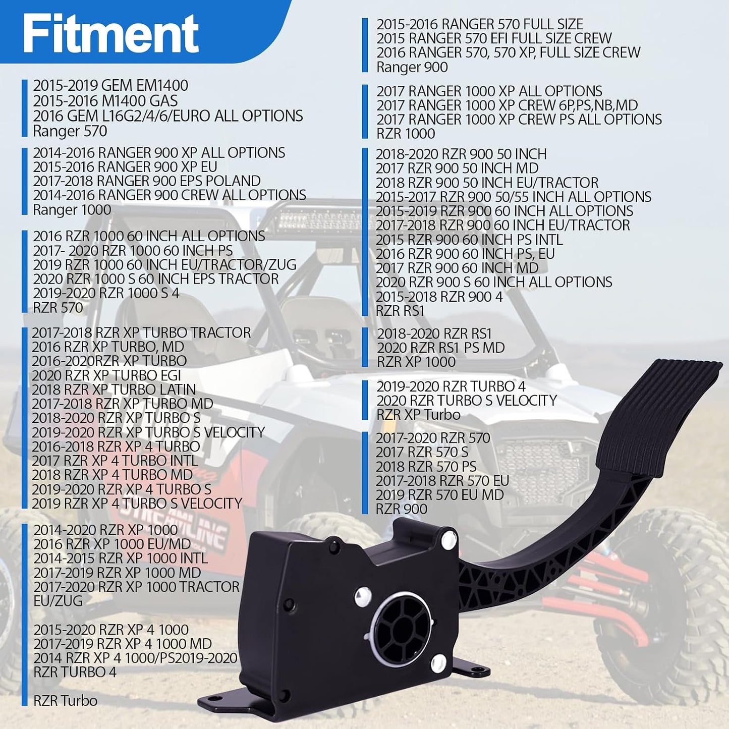 Pedal acelerador electrónico para Polaris RZR 2014-XP