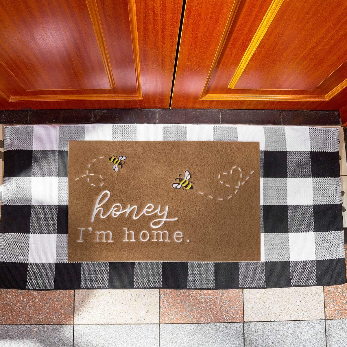 Tapete bienvenida abeja texto Honey I'm Home antiderrap
