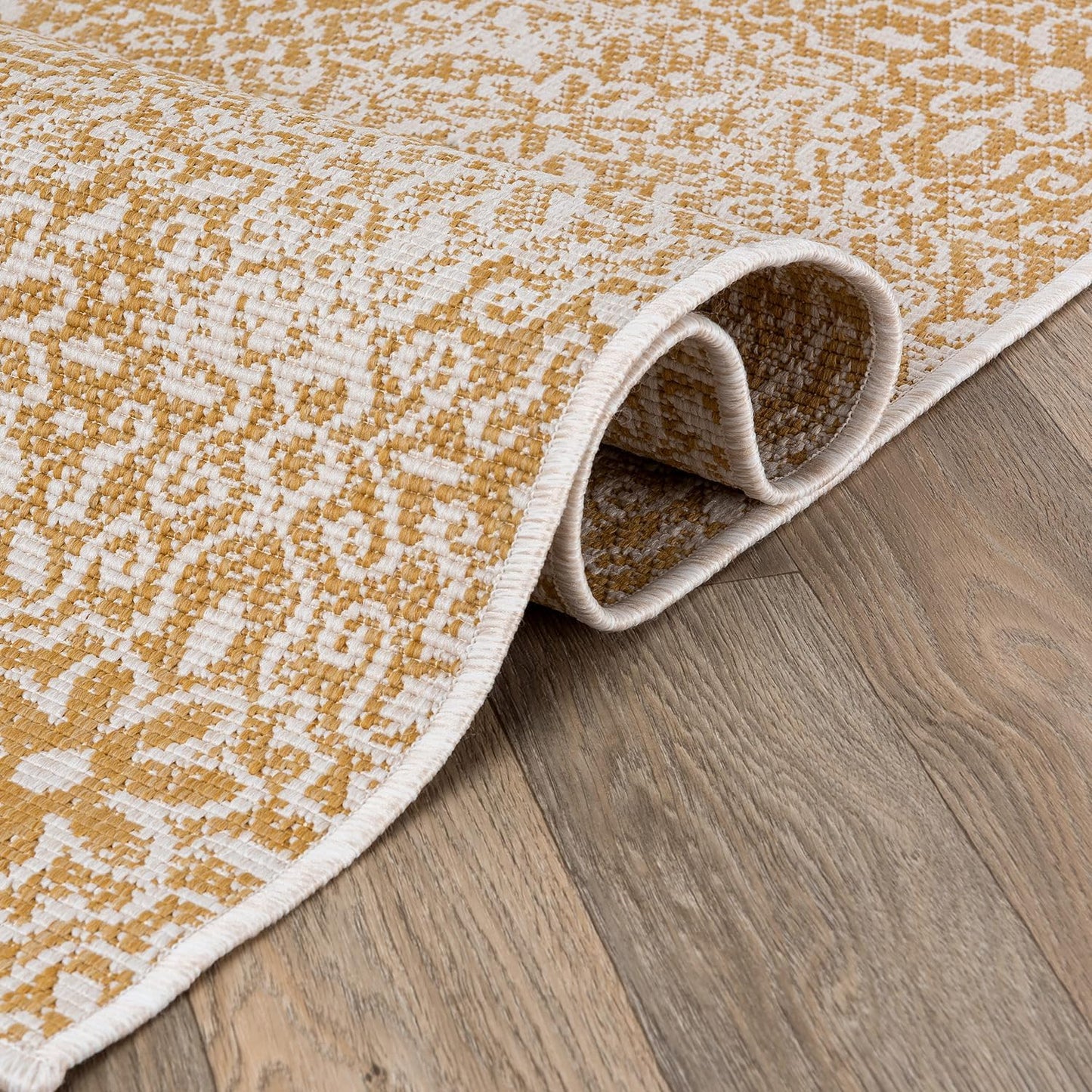 Alfombra resistente intemperie 2x7ft color amarillo