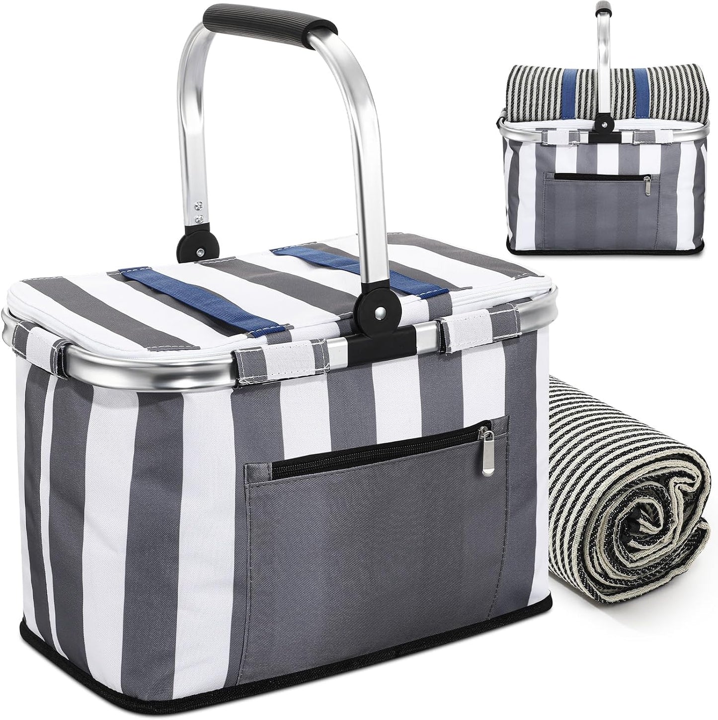 Cesta picnic aislada 35L con mantas plegable portátil