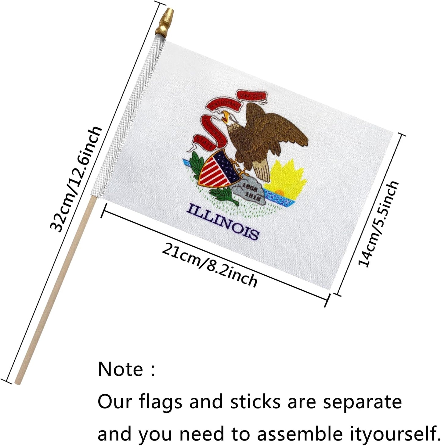 Bandera Illinois madera 5x8pulg set 12