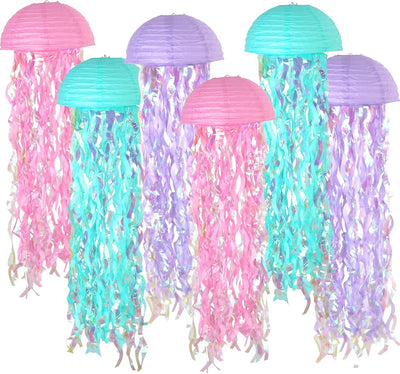 Faroles papel medusas gradientes rosa púrpura azul fiesta
