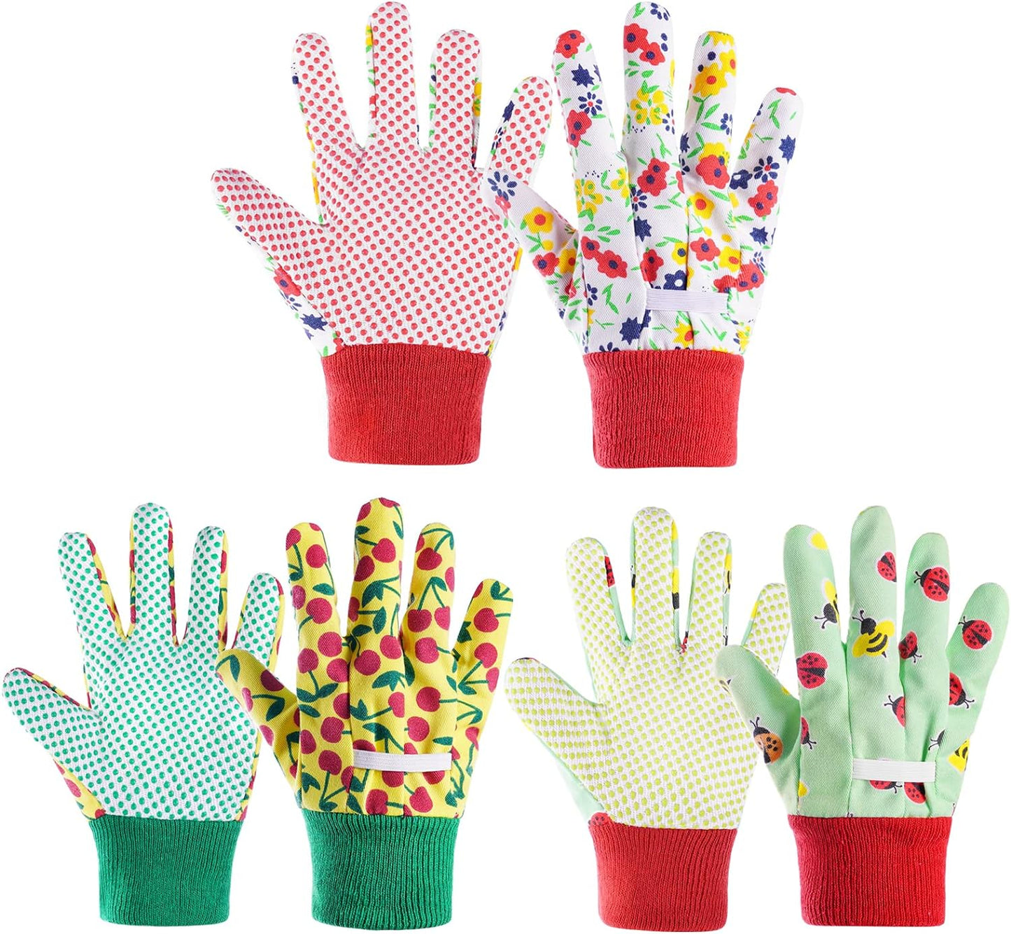 Guantes jardinería niños 6-9 años poliéster patrón floral