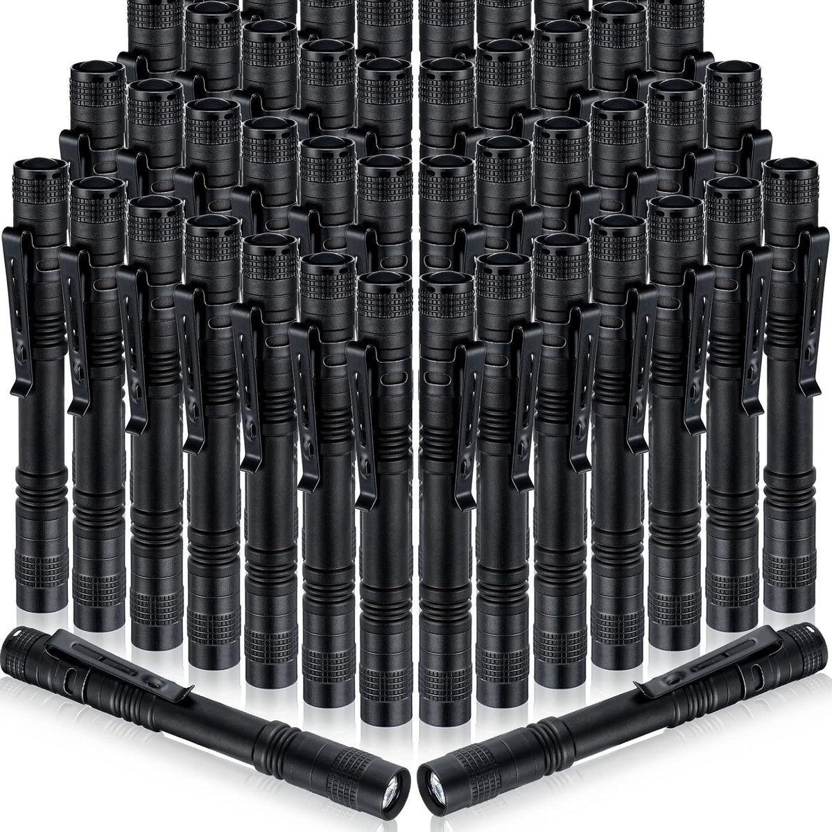 50 Linternas LED 5pulg con clip AAA batería mini bolígrafo