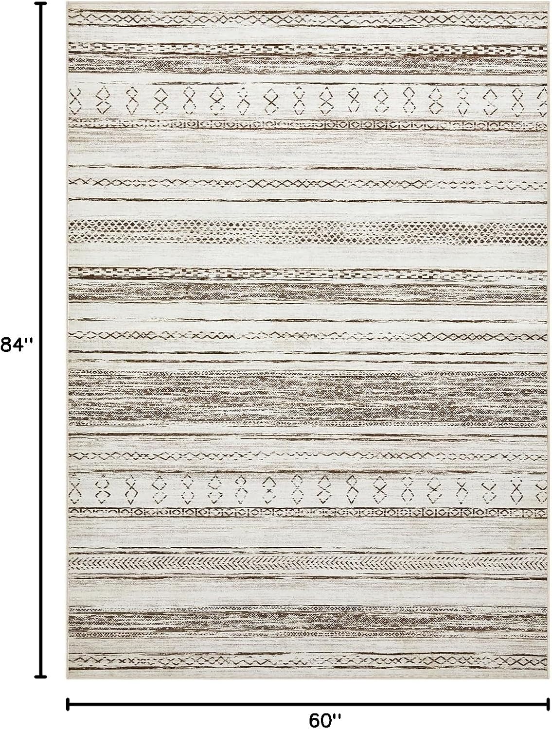Alfombra sala 5x7 lavable suave neutro boho marroquí