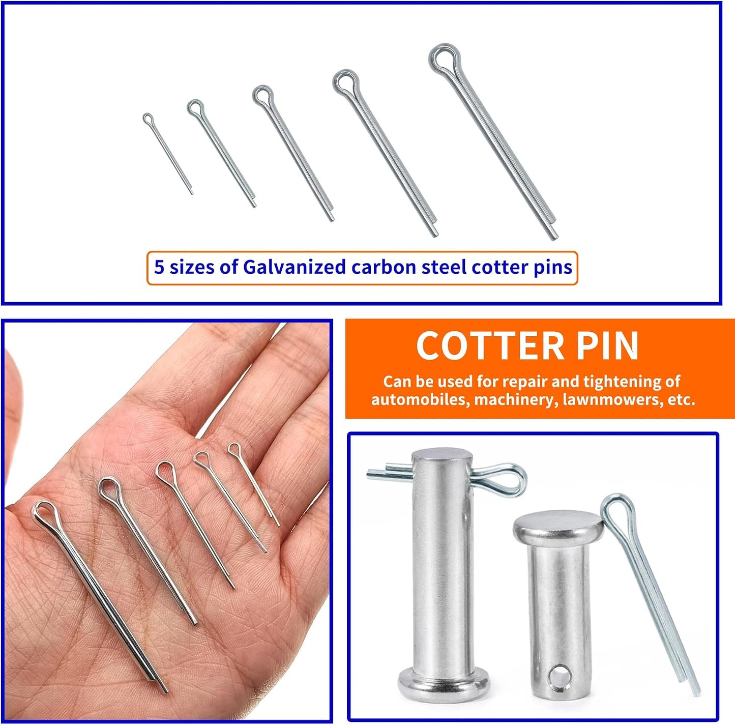 Kit 175 Pzas Pasadores Chaveta Acero Carbono Galvanizado