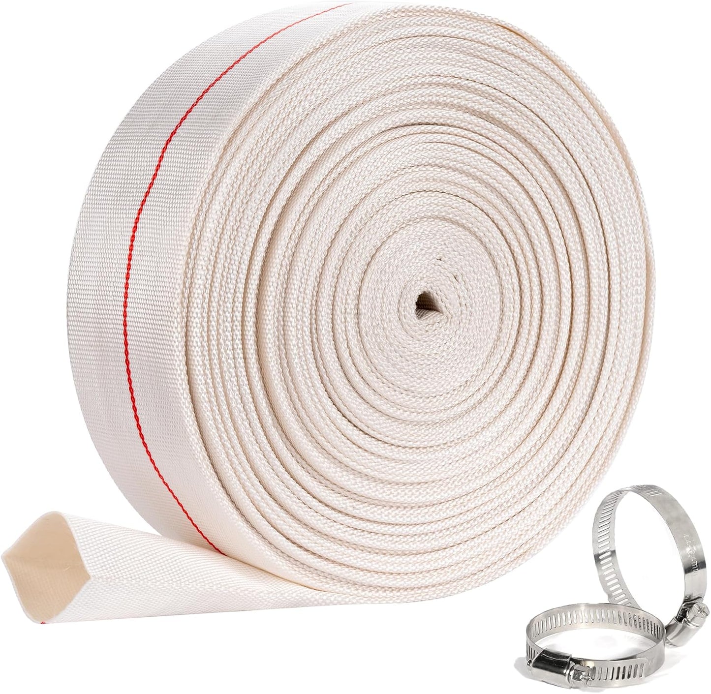 Manguera PVC 2pulg x 65.6ft con abrazaderas color blanco