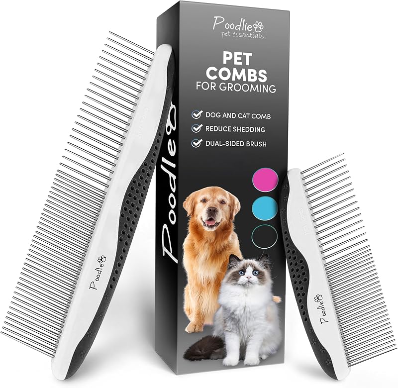 Peines perros acero inox 2 pzas mango antideslizante negro